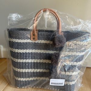 NWT MAR Y SOL raffia canvas woven large tote